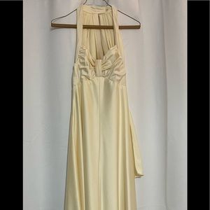 70's Vintage Creme Cape Halter Sleeveless Long Formal Maxi Dress S/M